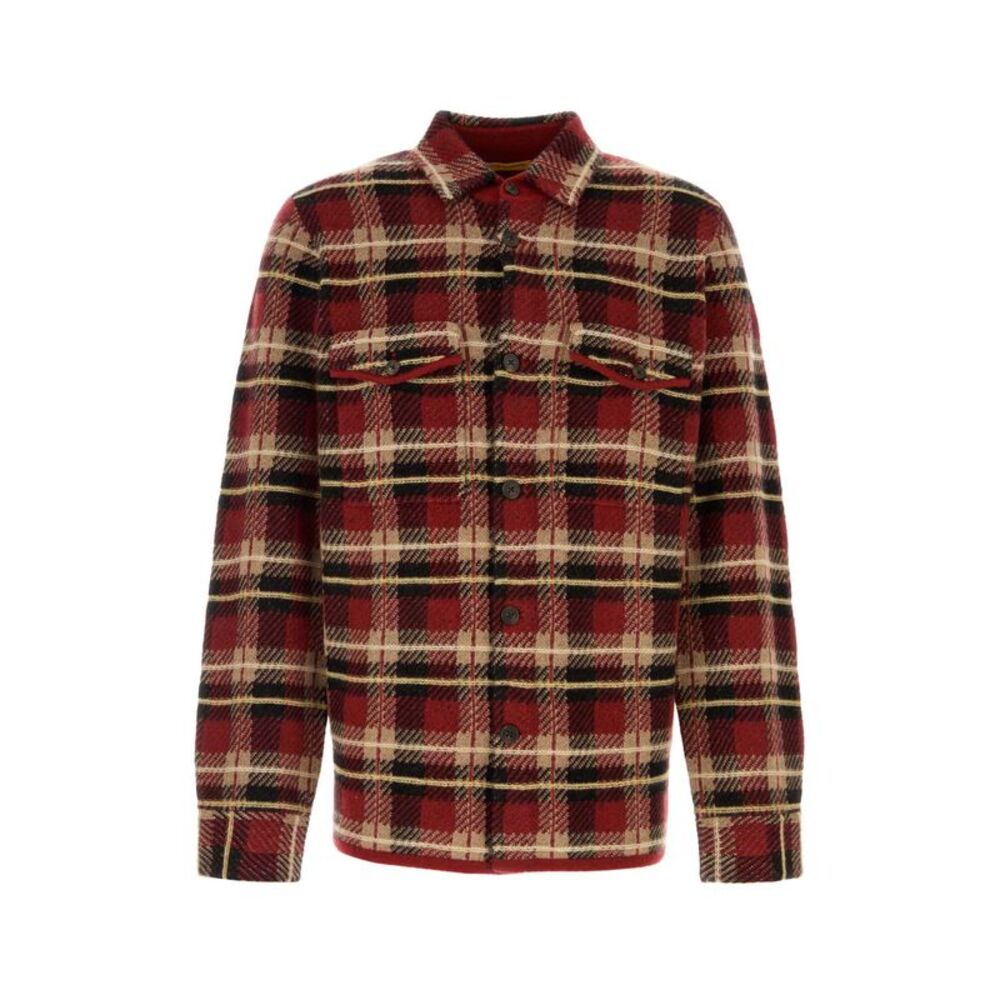 Guest In Residence Men Embroidered Cashmere Plaid Shirt